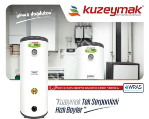 KUZEYMAK 150 LT Tek Serpantinli Titanyum Emaye Boyler