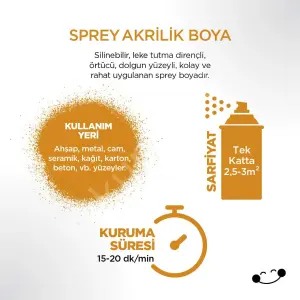 Polisan Akrilik Taksi Sarısı Sprey Boya 400 ml - RAL 1003